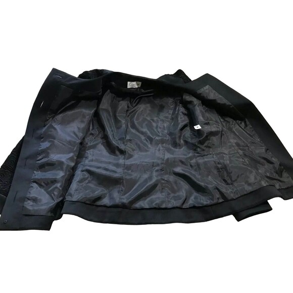 Vtg Gene Roye Womens Lace Evening Formal Jacket Blazer Buttons Black US 8 S Med - Picture 7 of 14